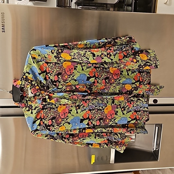 💕MILLE RESORT & TRAVEL ANTHROPOLOGIE💕 Blair Blouse ~ Tie Neck Green Motif XS - Picture 7 of 14